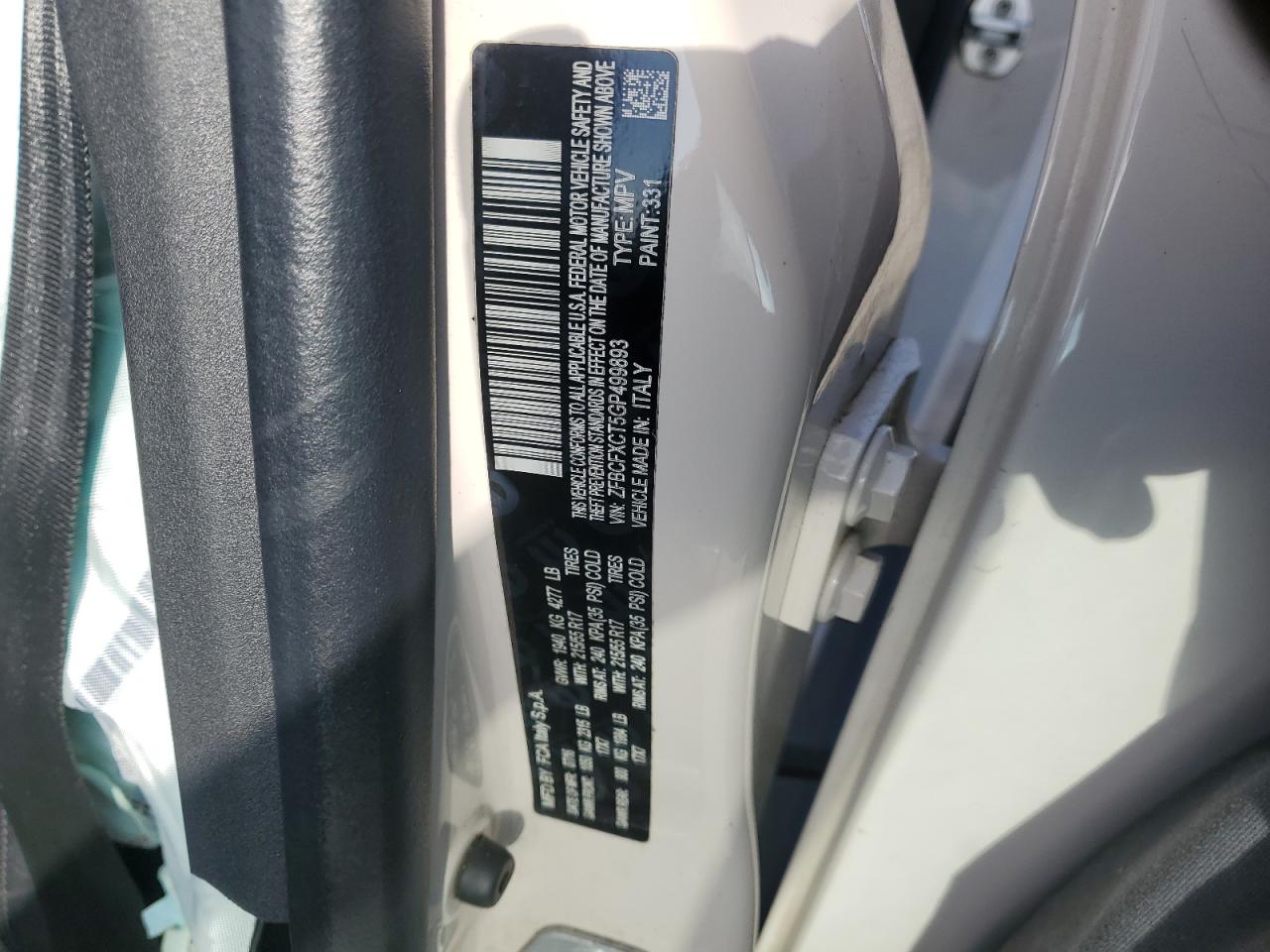 2016 Fiat 500X Trekking VIN: ZFBCFXCT5GP499893 Lot: 92605115