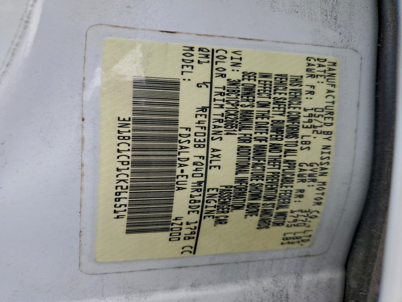 2013 Nissan Versa S VIN: 3N1BC1CP1CK266514 Lot: 93957285