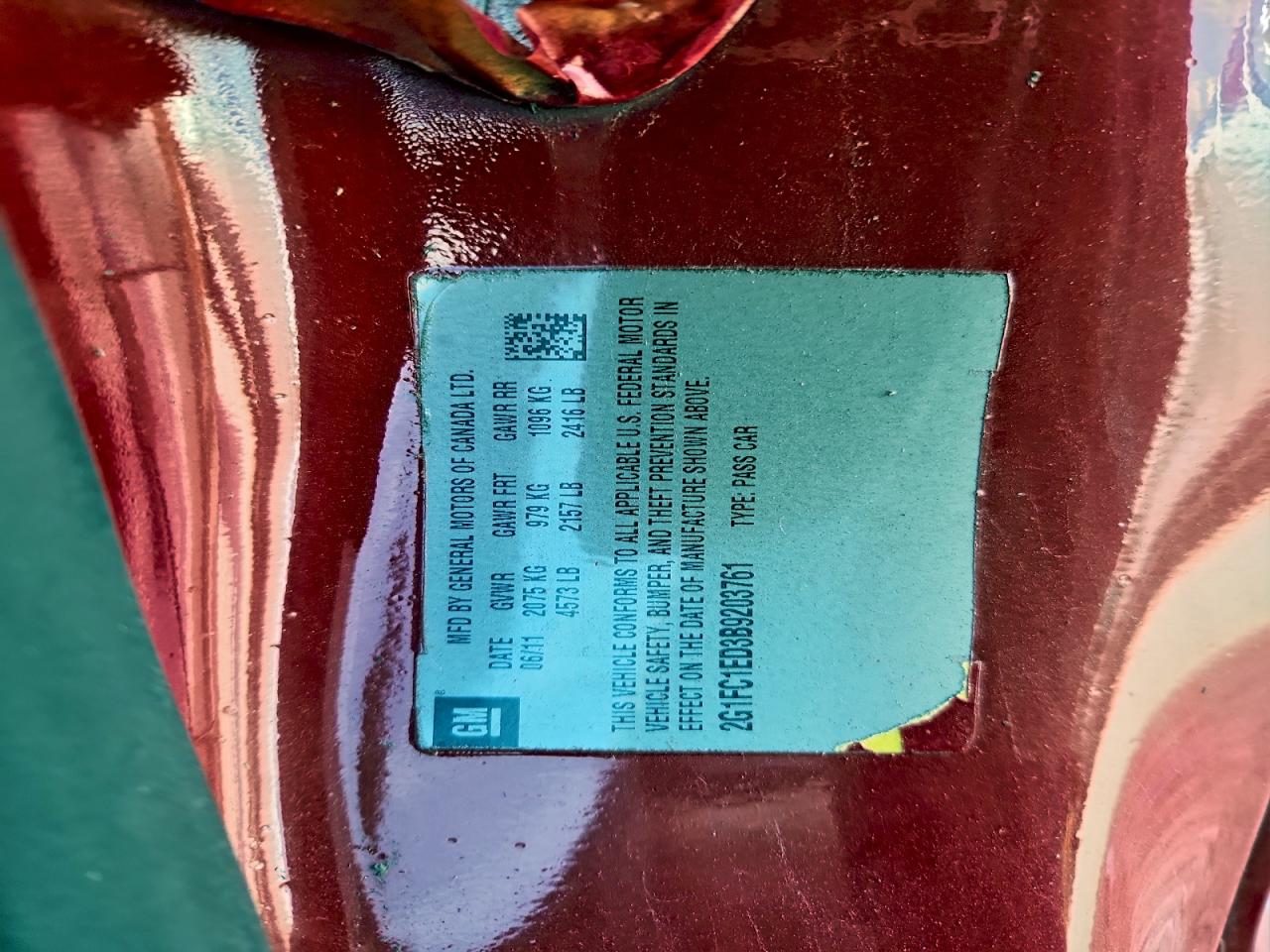 2011 Chevrolet Camaro Lt VIN: 2G1FC1ED3B9203761 Lot: 93692745