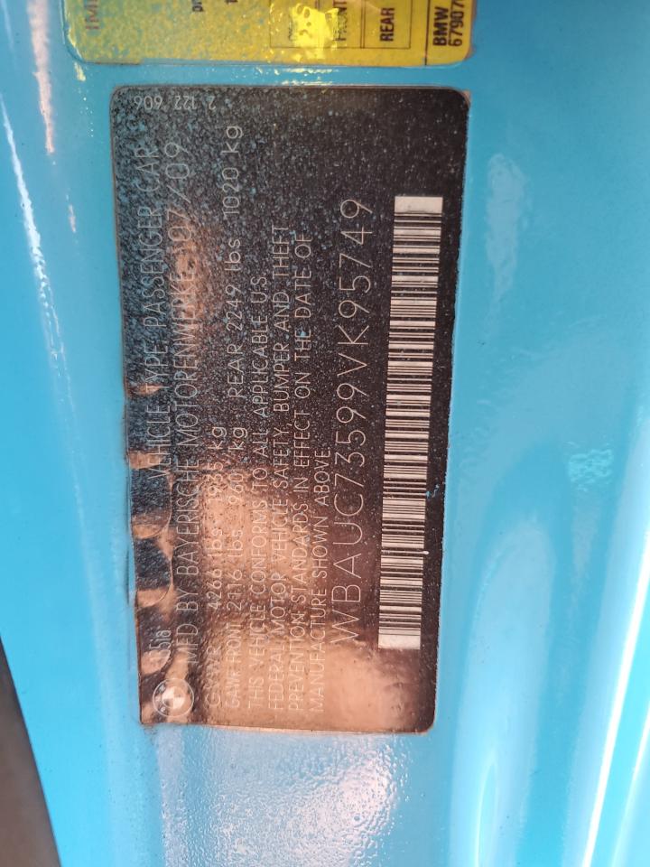 2009 BMW 135 I VIN: WBAUC73599VK95749 Lot: 92230495