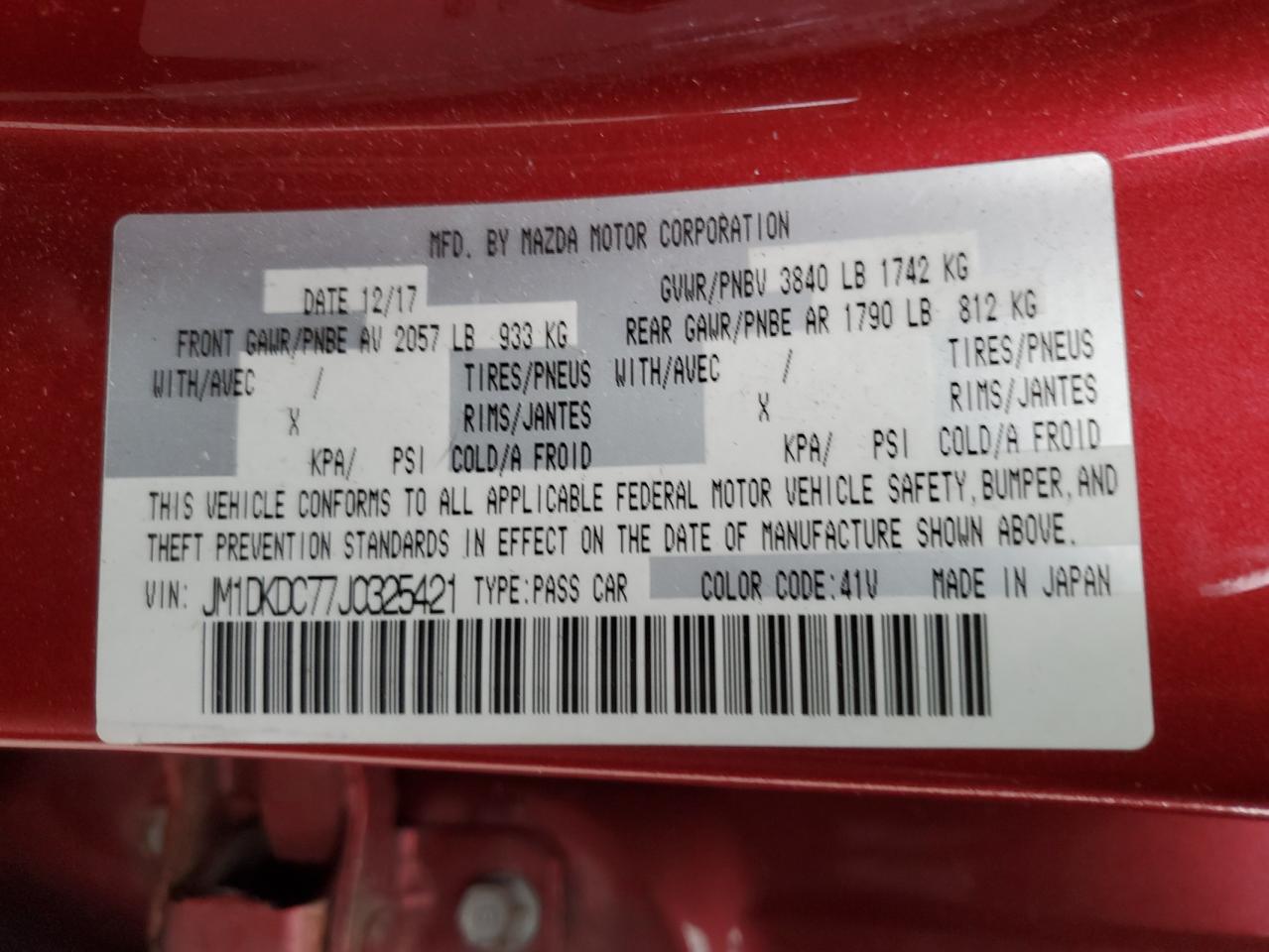 2018 Mazda Cx-3 Touring VIN: JM1DKDC77J0325421 Lot: 91130595