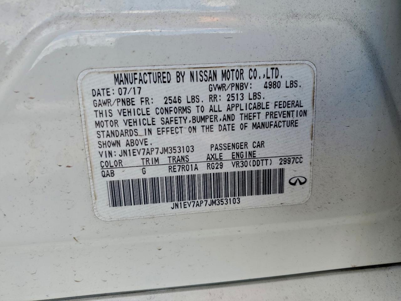 2018 Infiniti Q50 Luxe VIN: JN1EV7AP7JM353103 Lot: 94521435