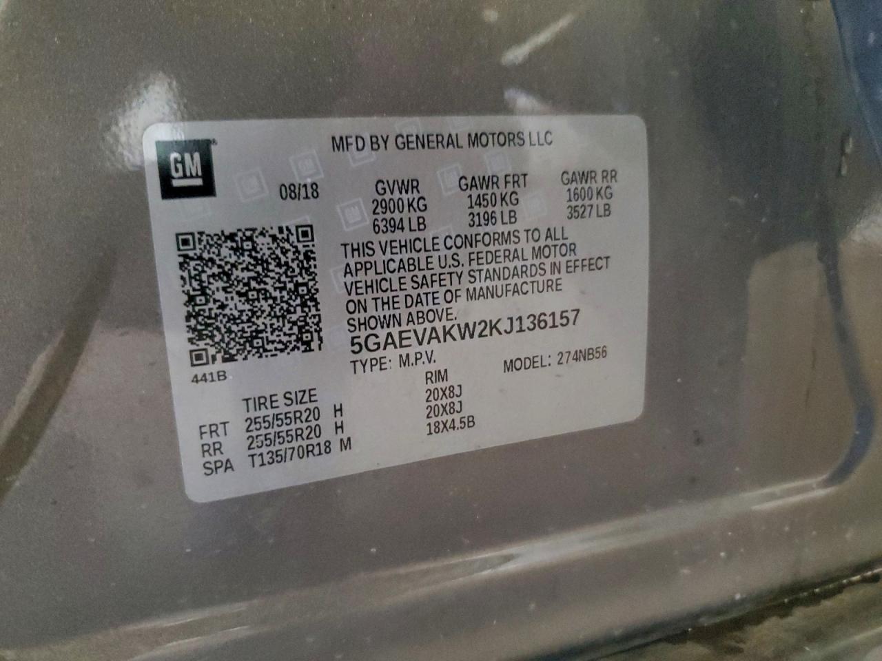 2019 Buick Enclave Essence VIN: 5GAEVAKW2KJ136157 Lot: 93835575