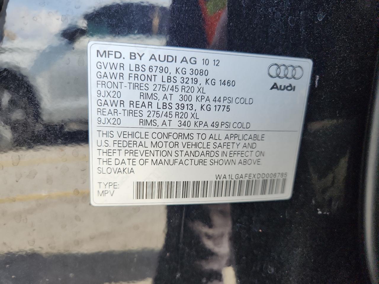 2013 Audi Q7 Premium Plus VIN: WA1LGAFEXDD006785 Lot: 92742515