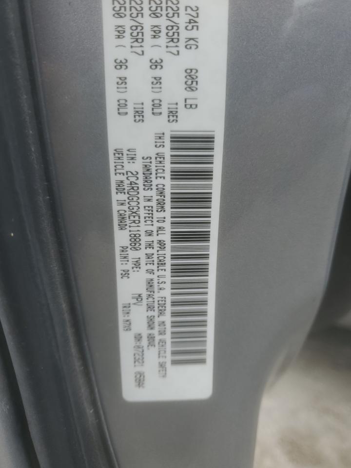 2014 Dodge Grand Caravan Sxt VIN: 2C4RDGCGXER118860 Lot: 92173885