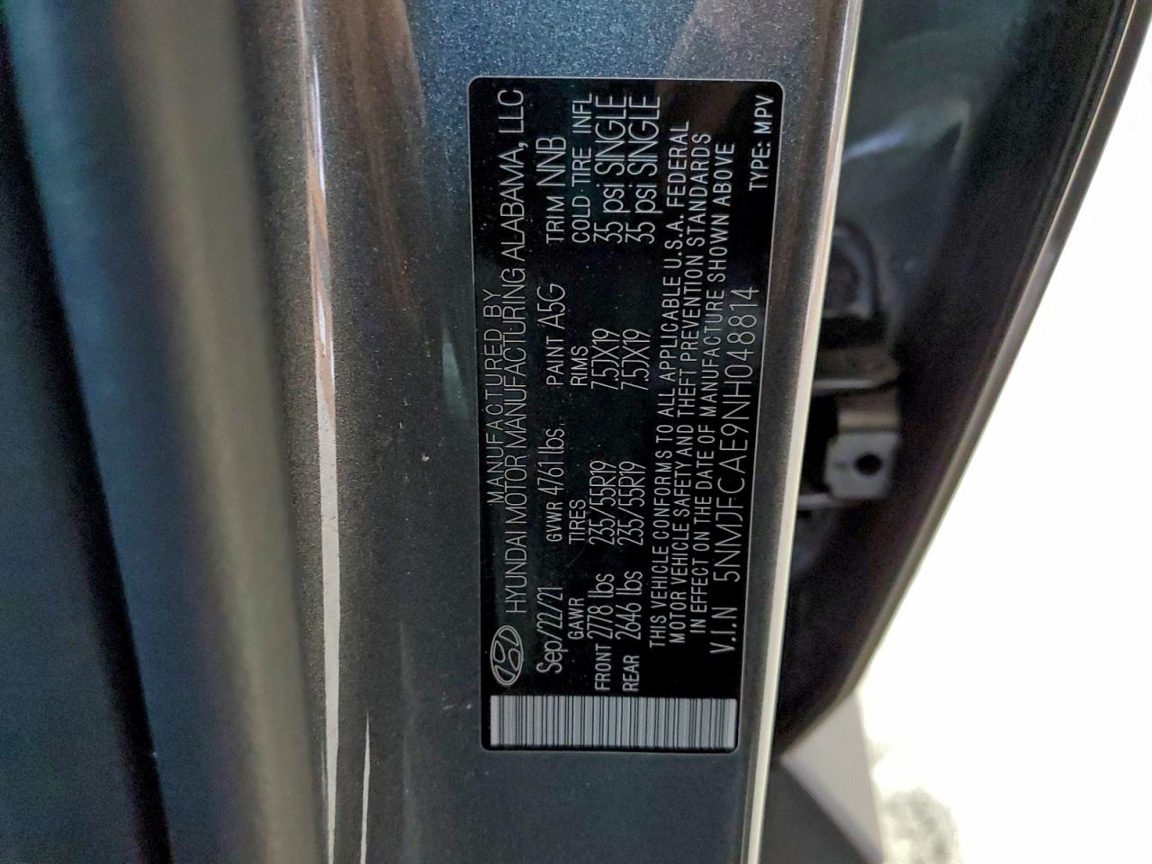 2022 Hyundai Tucson Sel VIN: 5NMJFCAE9NH048814 Lot: 93953835