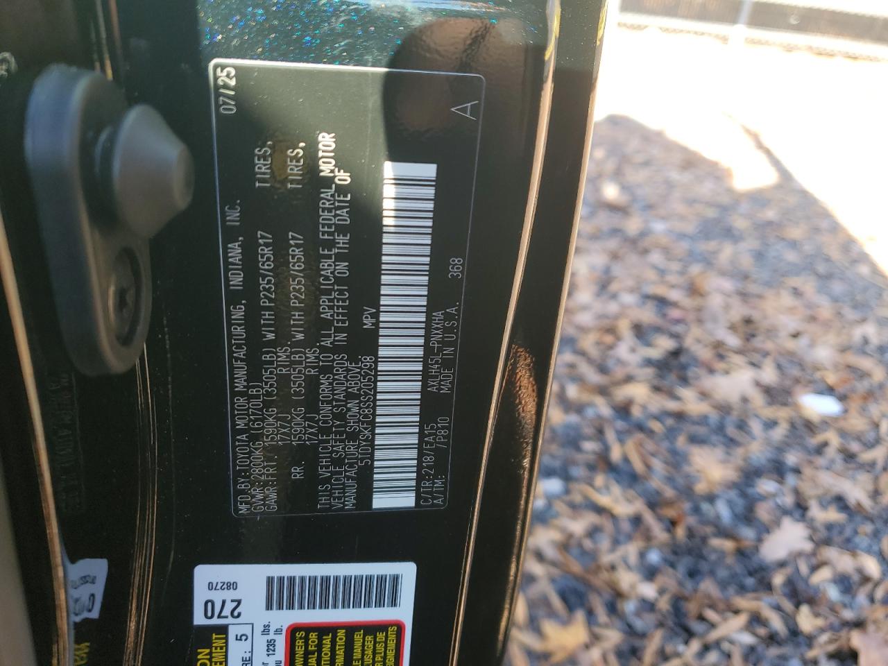 2025 Toyota Sienna Xle VIN: 5TDYSKFC8SS205298 Lot: 91393855