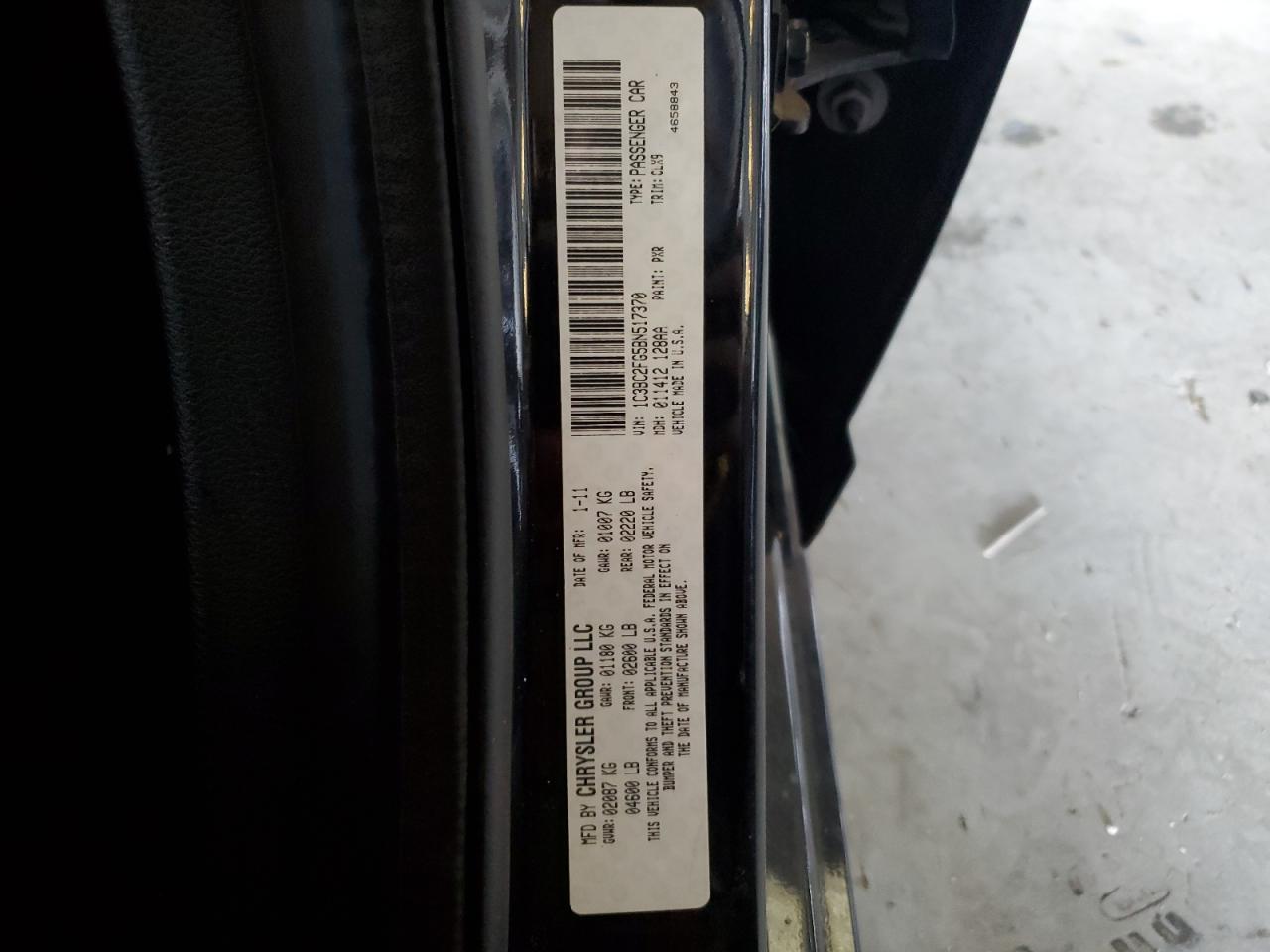 2011 Chrysler 200 Limited VIN: 1C3BC2FG5BN517370 Lot: 92452355