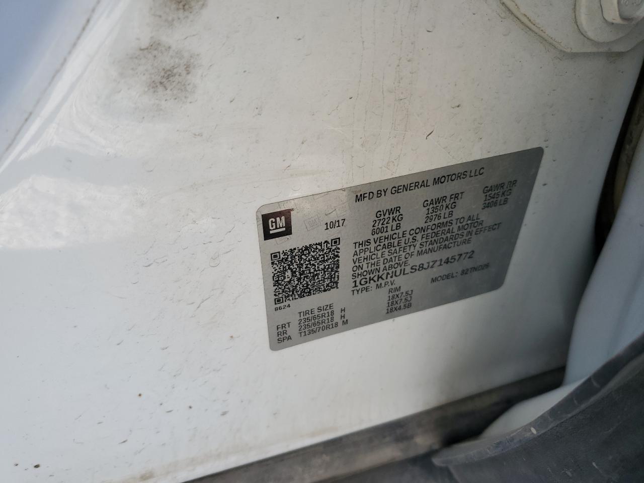 2018 GMC Acadia Slt-1 VIN: 1GKKNULS8JZ145772 Lot: 91127195