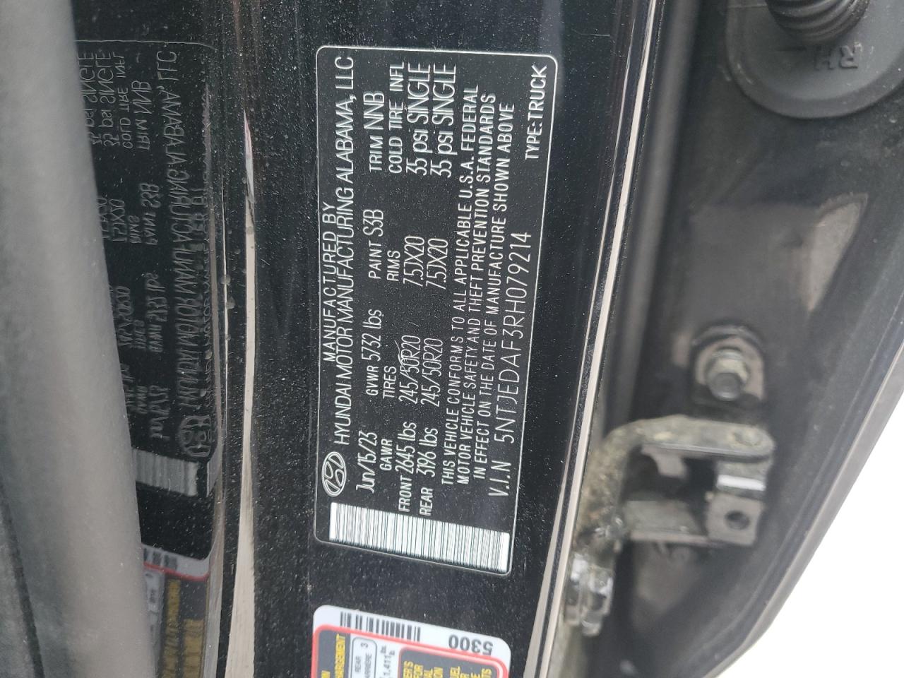 2024 Hyundai Santa Cruz Limited VIN: 5NTJEDAF3RH079214 Lot: 93479495