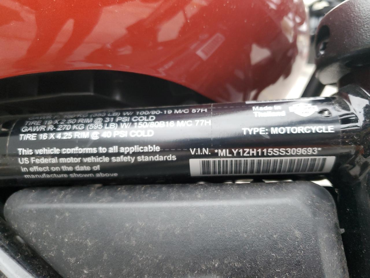 2025 Harley-Davidson Rh975 VIN: MLY1ZH115SS309693 Lot: 93048165