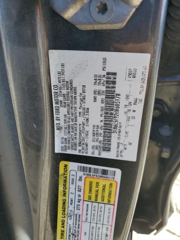 2017 Lincoln Mkz Reserve VIN: 3LN6L5F92HR605178 Lot: 92944775