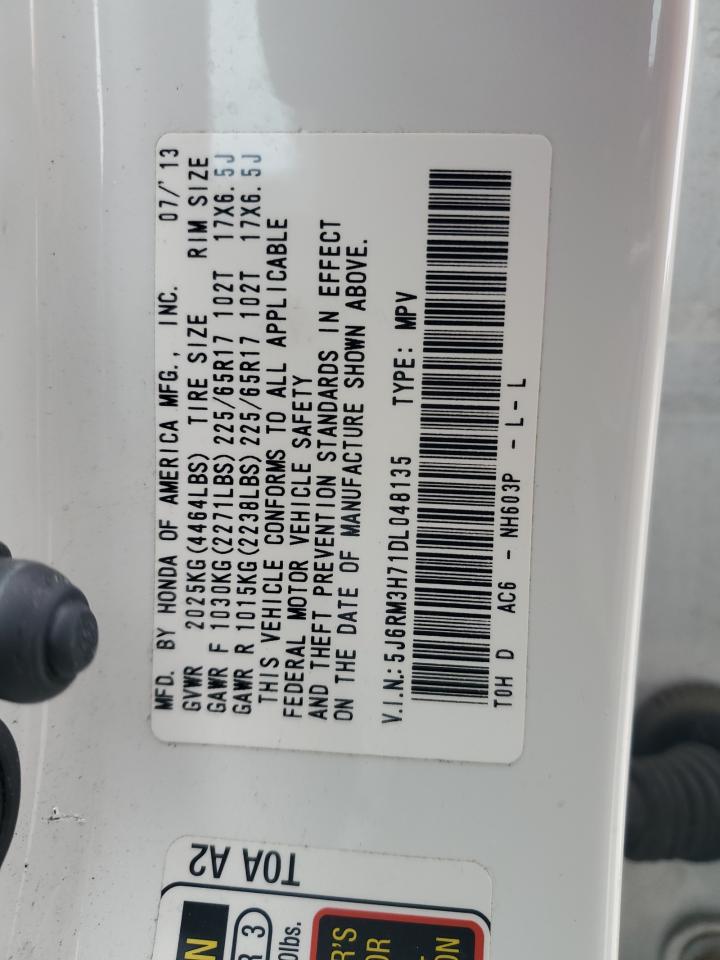 2013 Honda Cr-V Exl VIN: 5J6RM3H71DL048135 Lot: 90839695