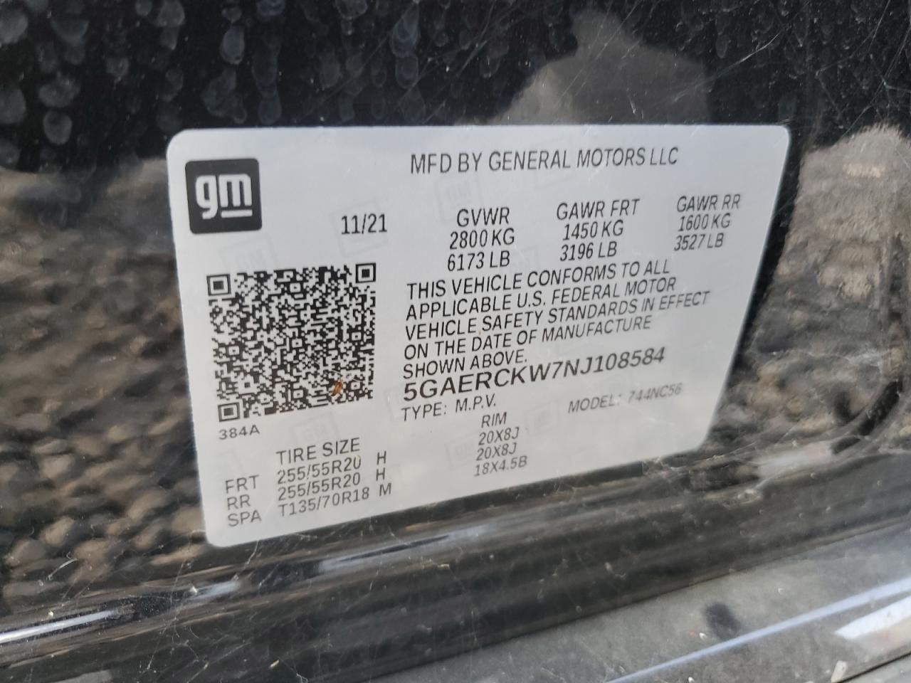 2022 Buick Enclave Premium VIN: 5GAERCKW7NJ108584 Lot: 92892365