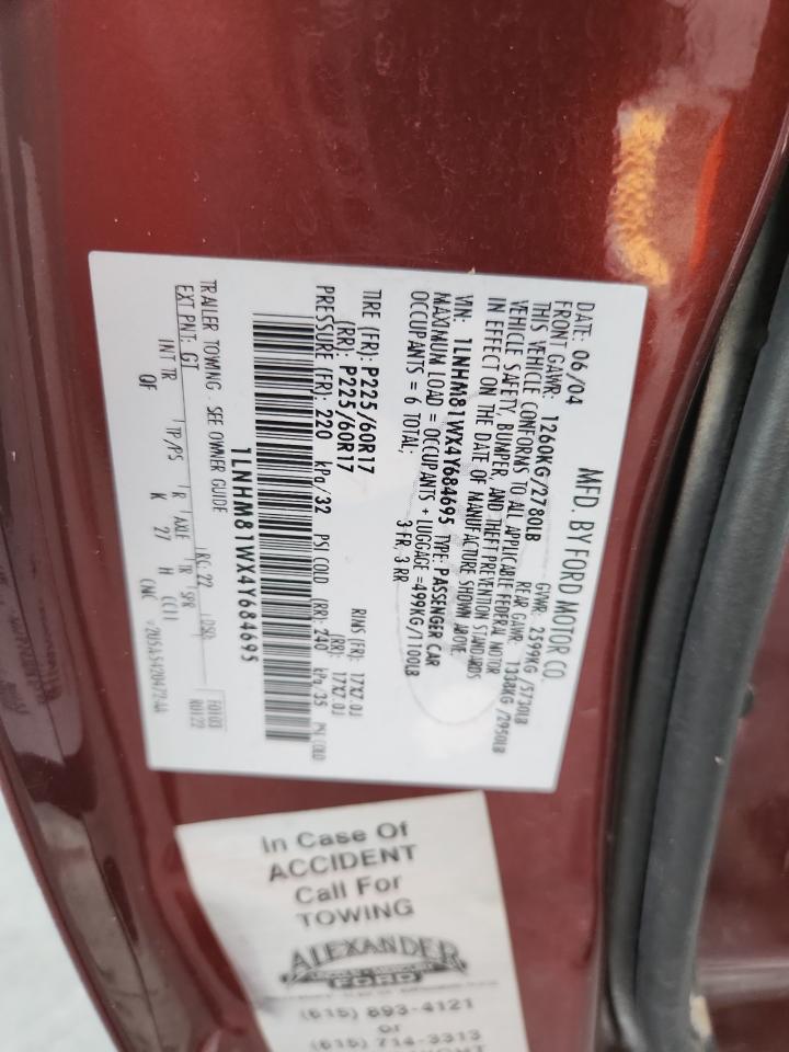 2004 Lincoln Town Car Executive VIN: 1LNHM81WX4Y684695 Lot: 93057295