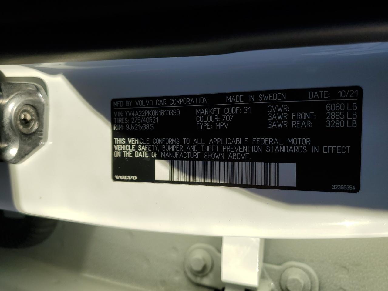 2022 Volvo Xc90 T6 Momentum VIN: YV4A22PK0N1810390 Lot: 93047425