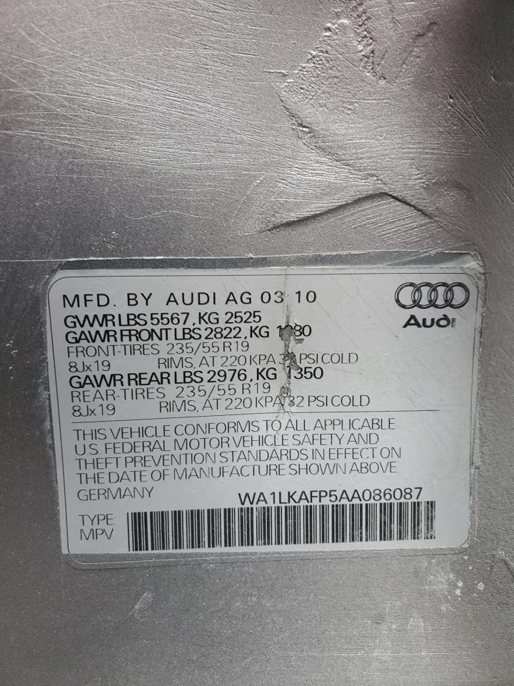 2010 Audi Q5 Premium Plus VIN: WA1LKAFP5AA086087 Lot: 93355465