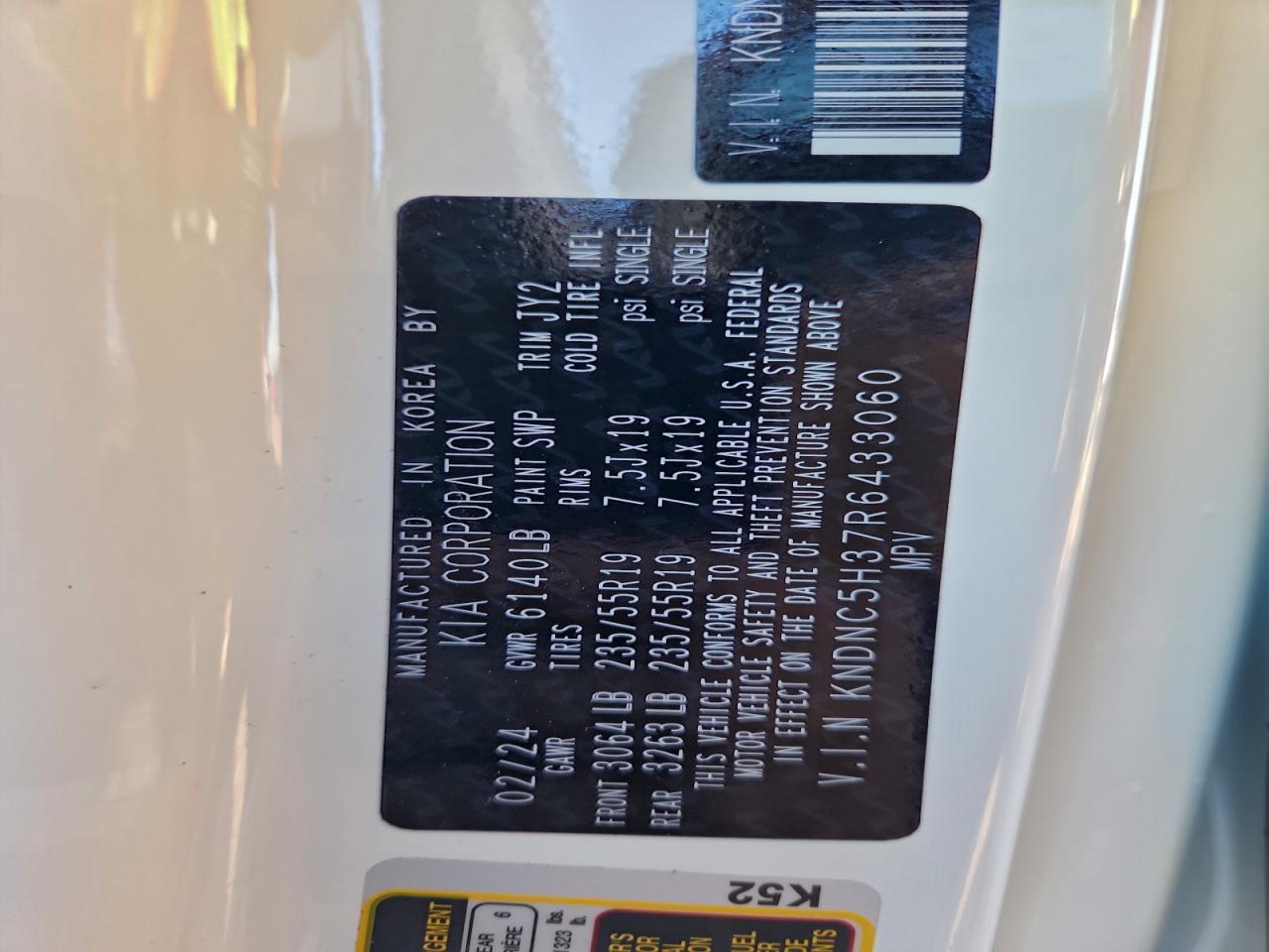 2024 Kia Carnival Ex VIN: KNDNC5H37R6433060 Lot: 94376195