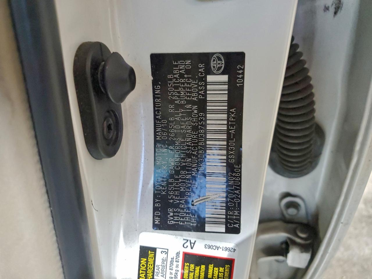 2011 Toyota Avalon Base VIN: 4T1BK3DB7BU387539 Lot: 92431685