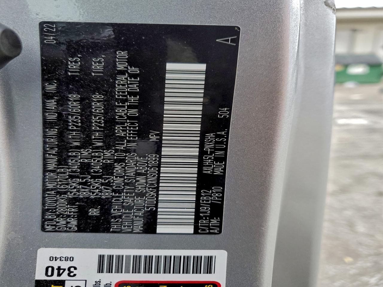 2022 Toyota Sienna Xse VIN: 5TDDSKFCXNS061899 Lot: 94084375