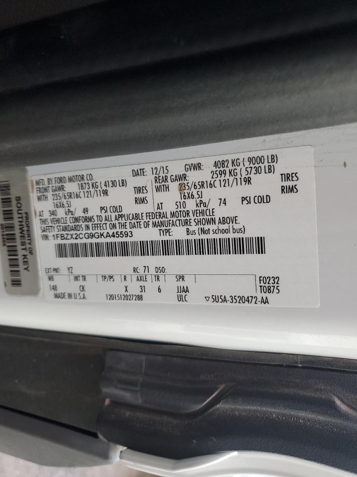 2016 Ford Transit T-350 VIN: 1FBZX2CG9GKA45593 Lot: 91261885