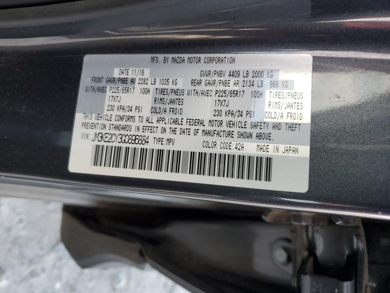 2016 Mazda Cx-5 Touring VIN: JM3KE2CY3G0896884 Lot: 91586255