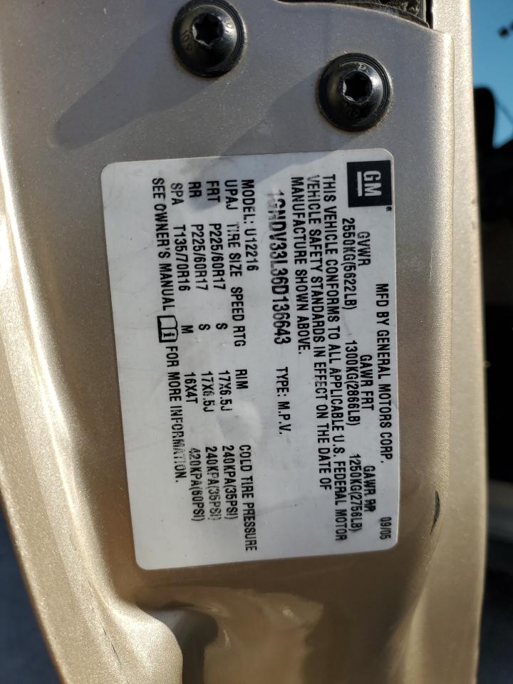 2006 Chevrolet Uplander Lt VIN: 1GNDV33L36D136643 Lot: 90256725