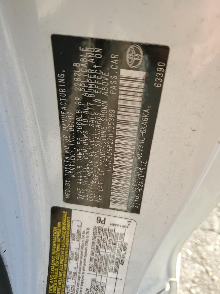 2007 Toyota Camry Solara Se VIN: 4T1FA38P27U135389 Lot: 93066395