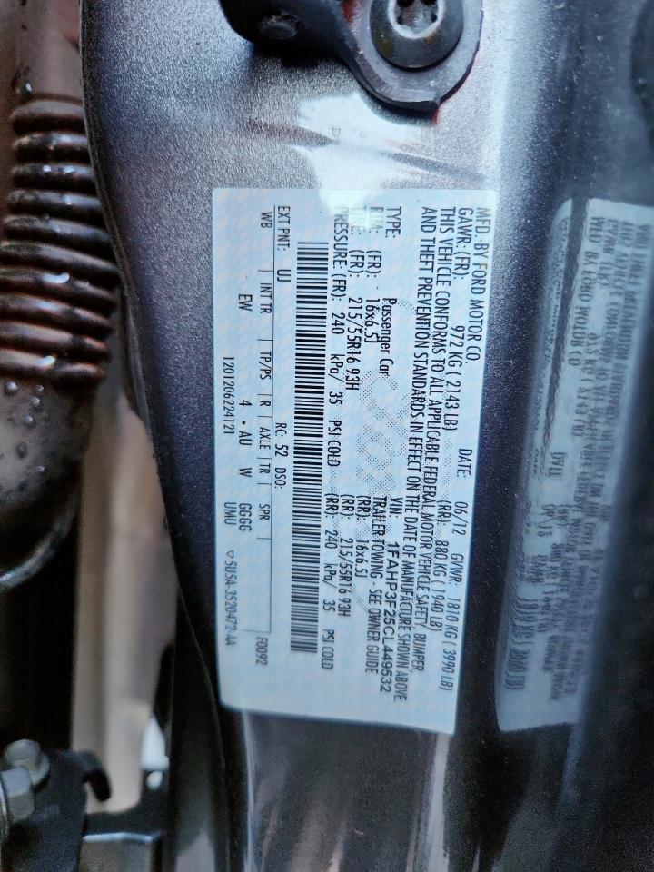 2012 Ford Focus Se VIN: 1FAHP3F25CL449532 Lot: 92579595