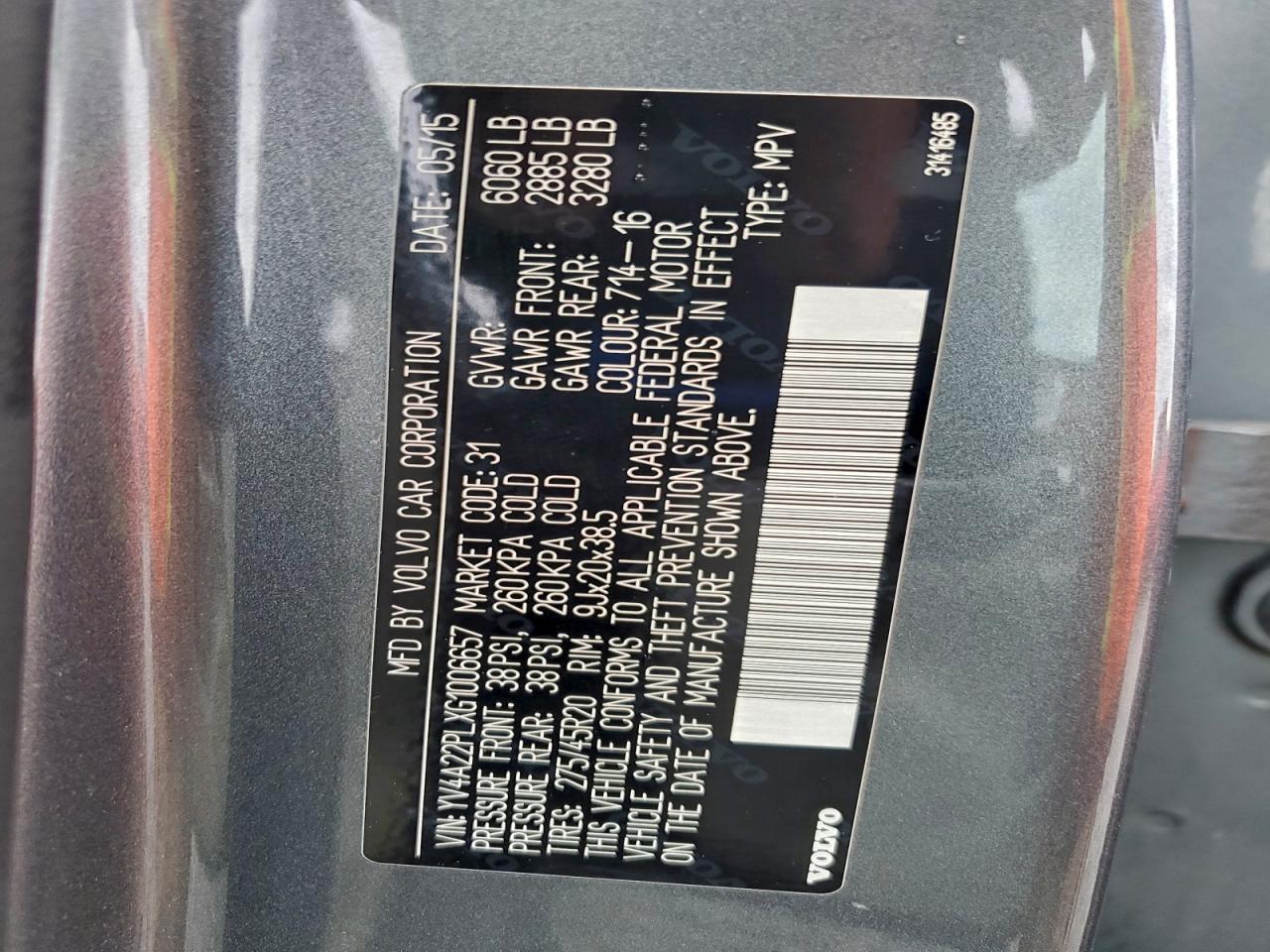 2016 Volvo Xc90 T6 VIN: YV4A22PLXG1006657 Lot: 94140365