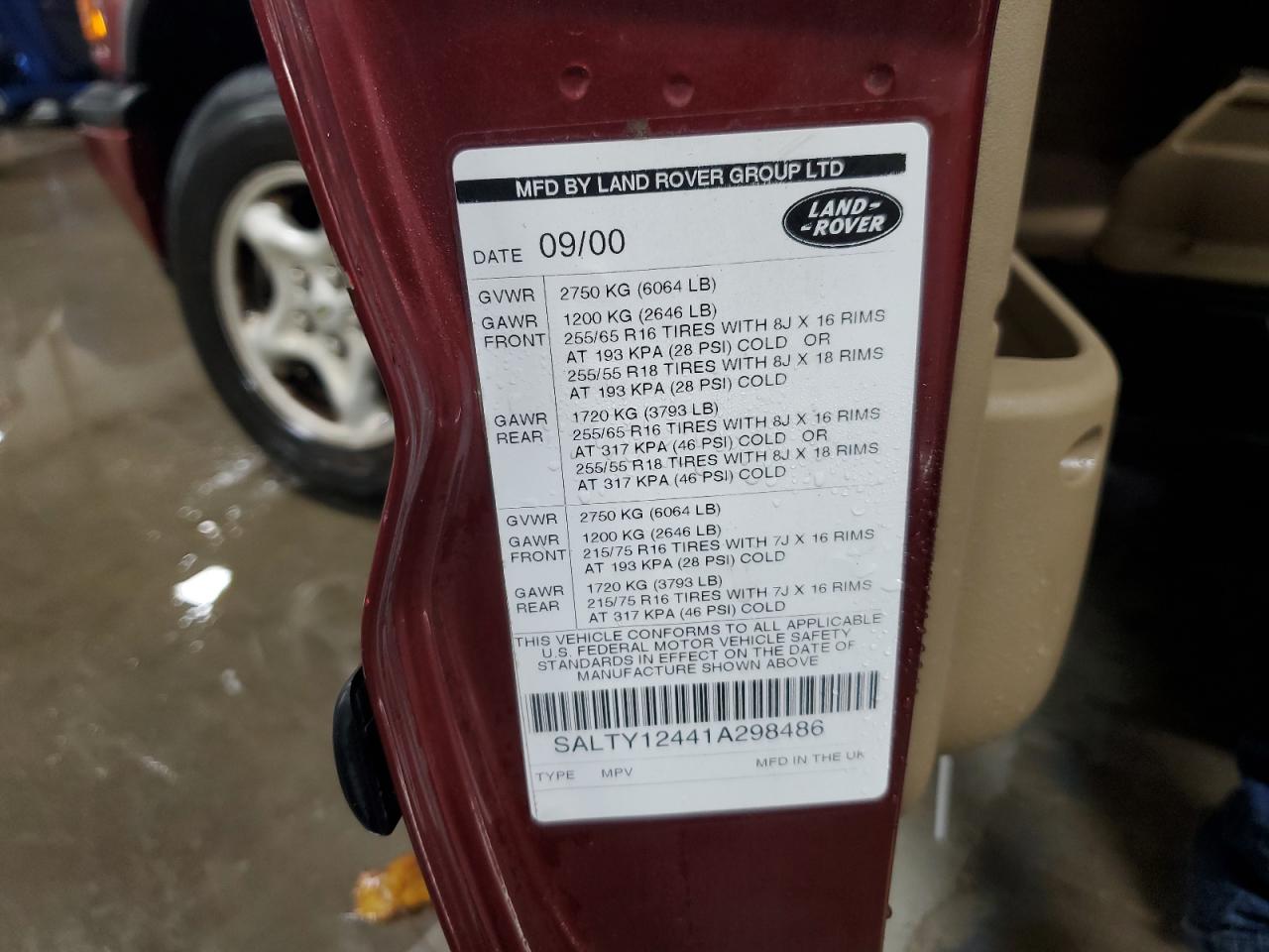 2001 Land Rover Discovery Ii Se VIN: SALTY12441A298486 Lot: 92316595