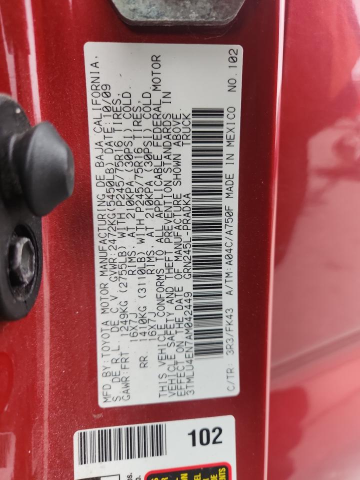 2010 Toyota Tacoma Double Cab VIN: 3TMLU4EN7AM042449 Lot: 90887275