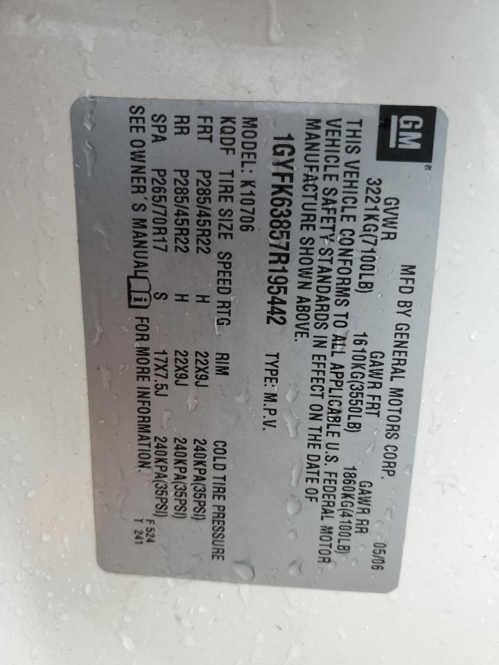 2007 Cadillac Escalade Luxury VIN: 1GYFK63857R195442 Lot: 91915955