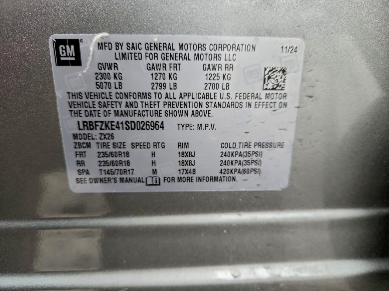 2025 Buick Envision Preferred VIN: LRBFZKE41SD026964 Lot: 93516545