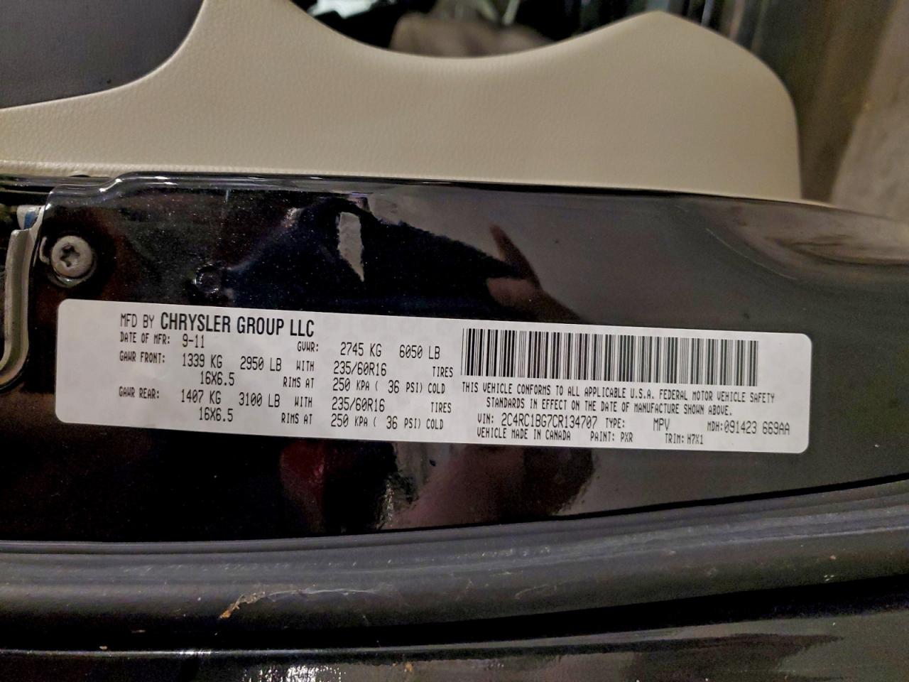 2012 Chrysler Town & Country Touring VIN: 2C4RC1BG7CR134707 Lot: 94575255