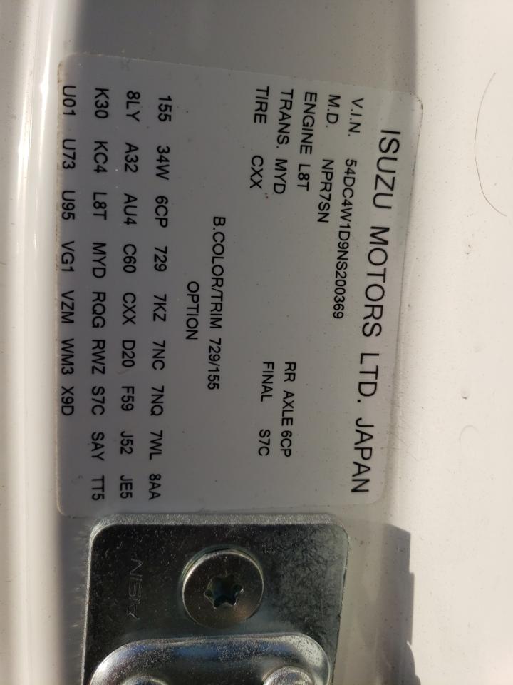 2022 Isuzu Npr Hd VIN: 54DC4W1D9NS200369 Lot: 92013115