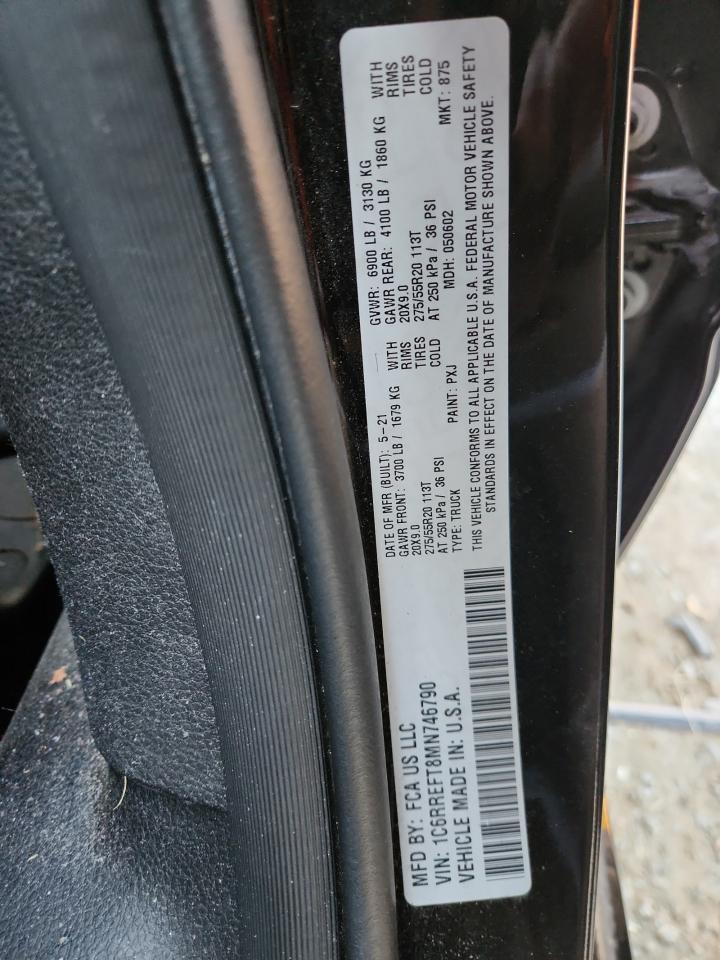 2021 Ram 1500 Big Horn/Lone Star VIN: 1C6RREFT8MN746790 Lot: 92842735