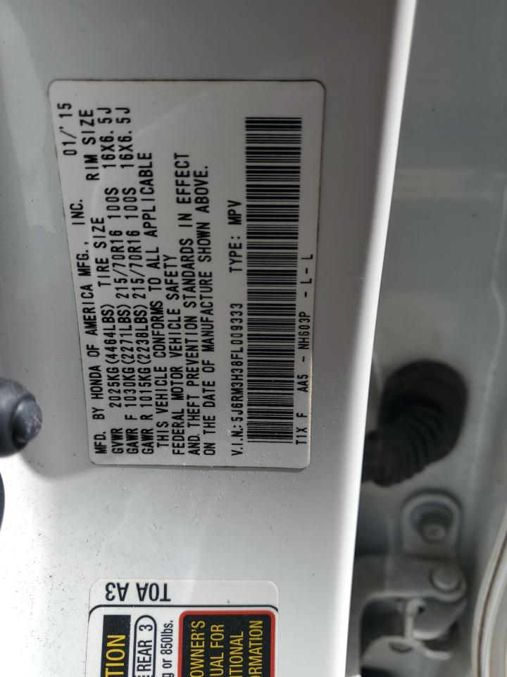 2015 Honda Cr-V Lx VIN: 5J6RM3H38FL009333 Lot: 91385285