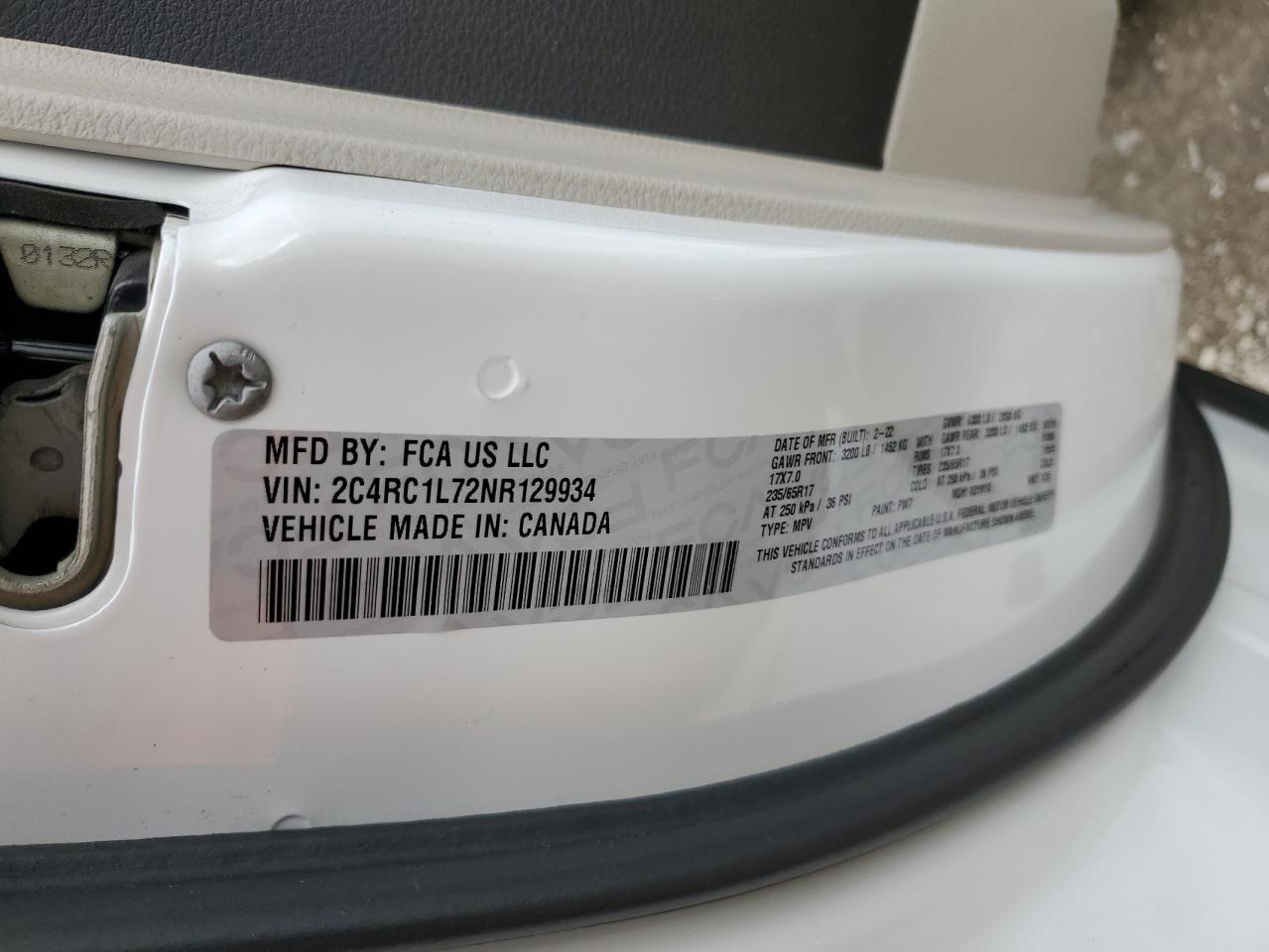 2022 Chrysler Pacifica Hybrid Touring L VIN: 2C4RC1L72NR129934 Lot: 93880705