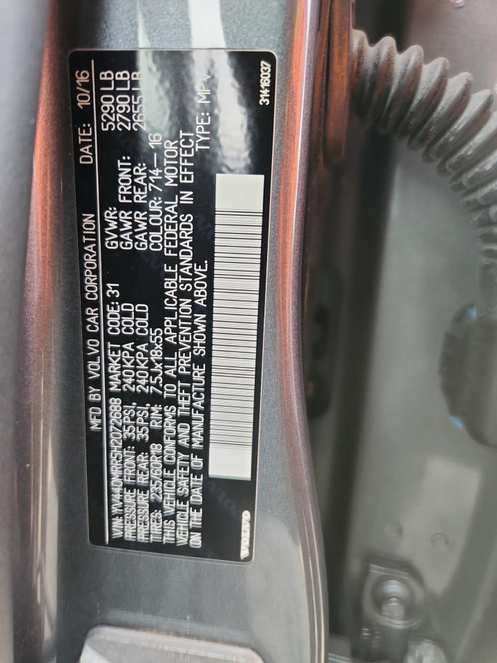 2017 Volvo Xc60 T5 Dynamic VIN: YV440MRR5H2072688 Lot: 93001525