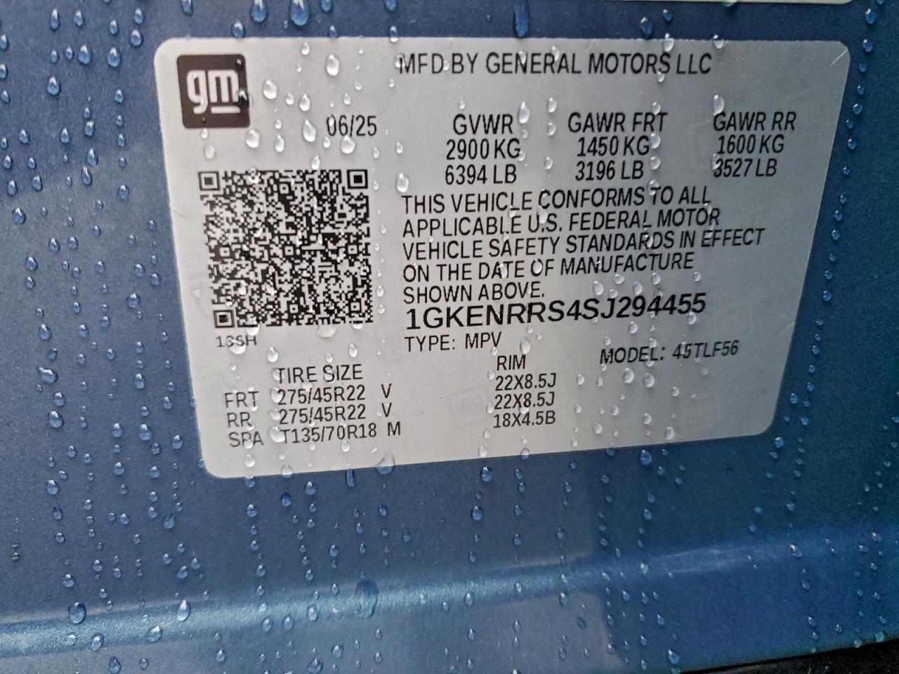 2025 GMC Acadia Denali VIN: 1GKENRRS4SJ294455 Lot: 94128235