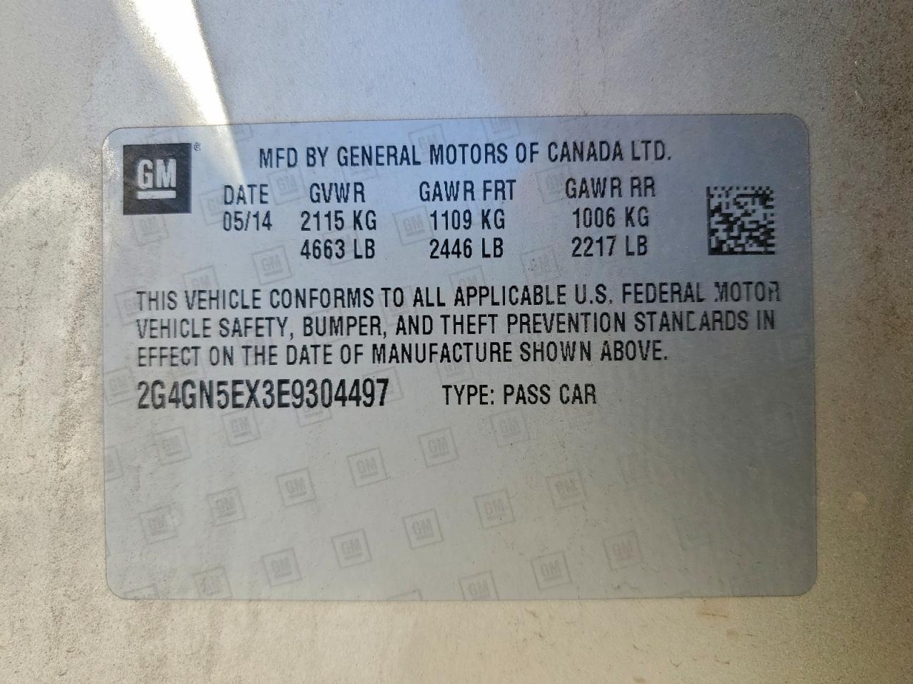 2014 Buick Regal Premium VIN: 2G4GN5EX3E9304497 Lot: 94351455