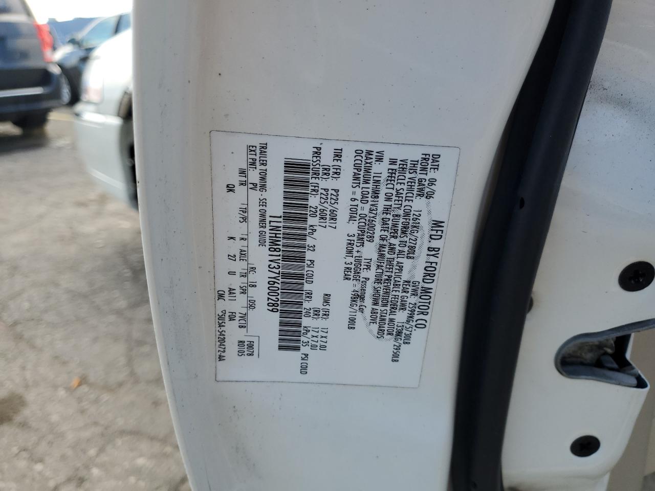 2007 Lincoln Town Car Signature VIN: 1LNHM81V37Y600289 Lot: 90895365