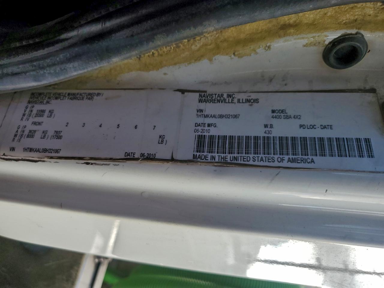 2011 International 4000 4400 VIN: 1HTMKAAL0BH321067 Lot: 92193725