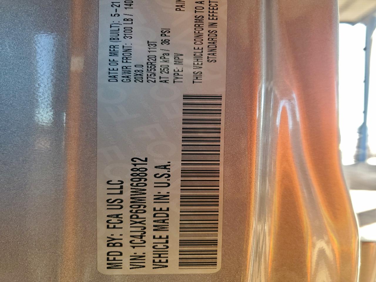 2021 Jeep Wrangler Unlimited Sahara 4Xe VIN: 1C4JJXP69MW698812 Lot: 94597945