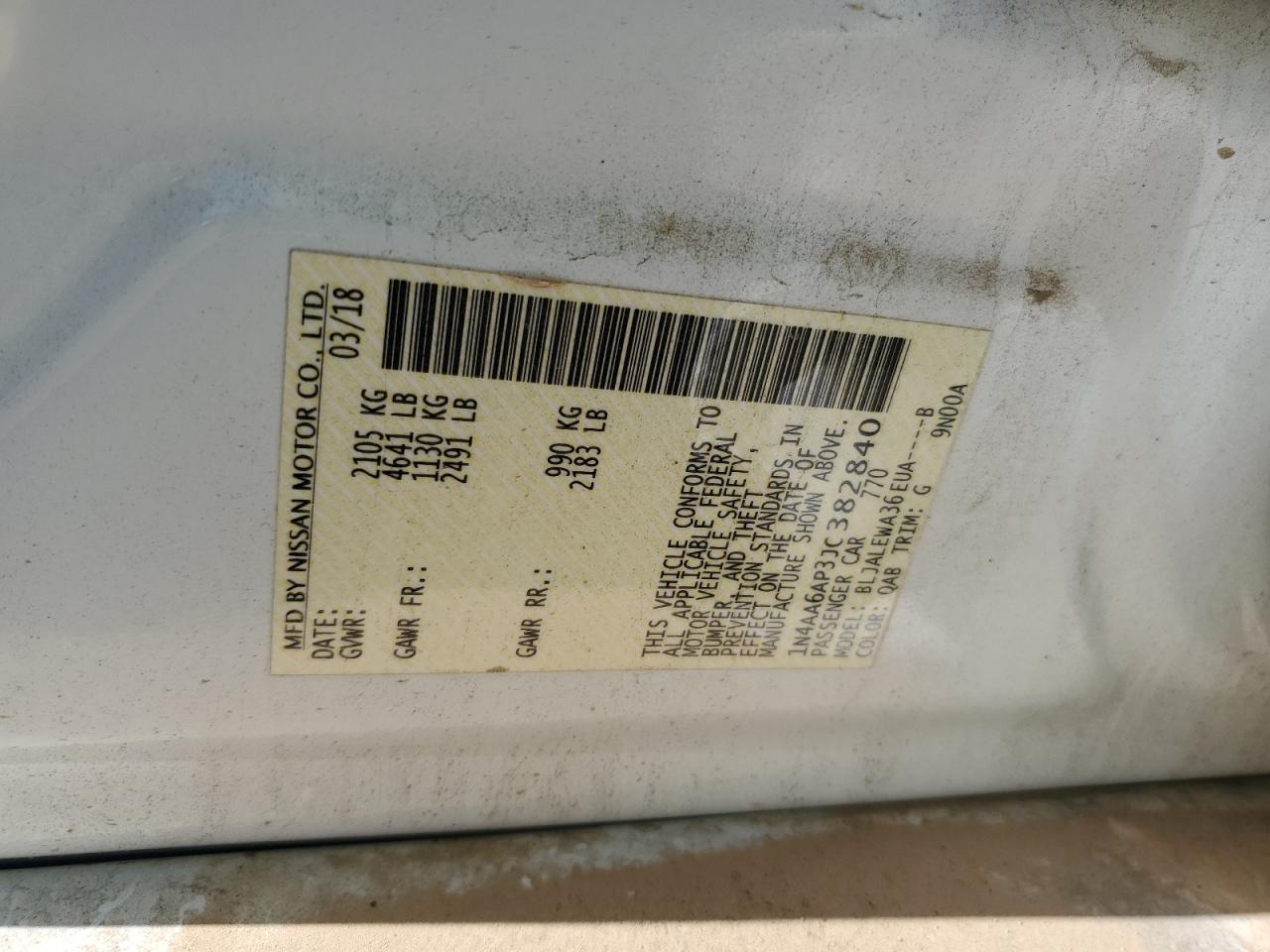 2018 Nissan Maxima 3.5S VIN: 1N4AA6AP3JC382840 Lot: 90604725