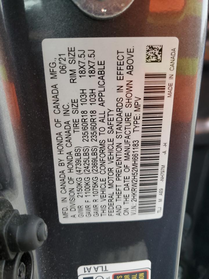 2021 Honda Cr-V Ex VIN: 2HKRW2H52MH661183 Lot: 91205245