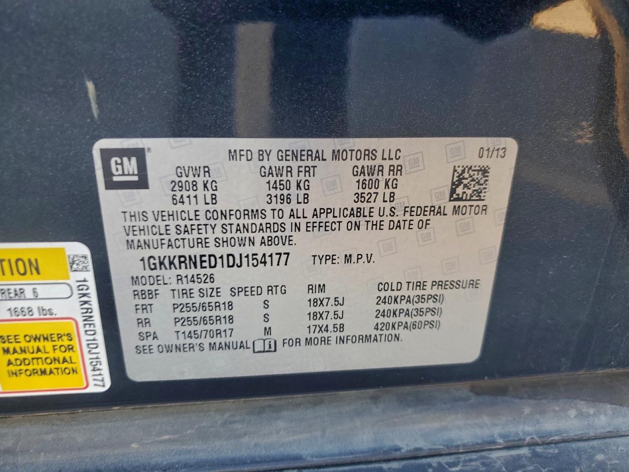 2013 GMC Acadia Sle VIN: 1GKKRNED1DJ154177 Lot: 94166625