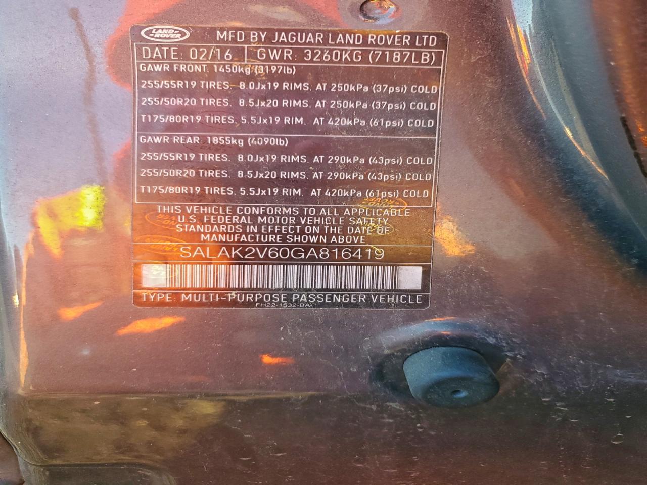 2016 Land Rover Lr4 Hse Luxury VIN: SALAK2V60GA816419 Lot: 93339675