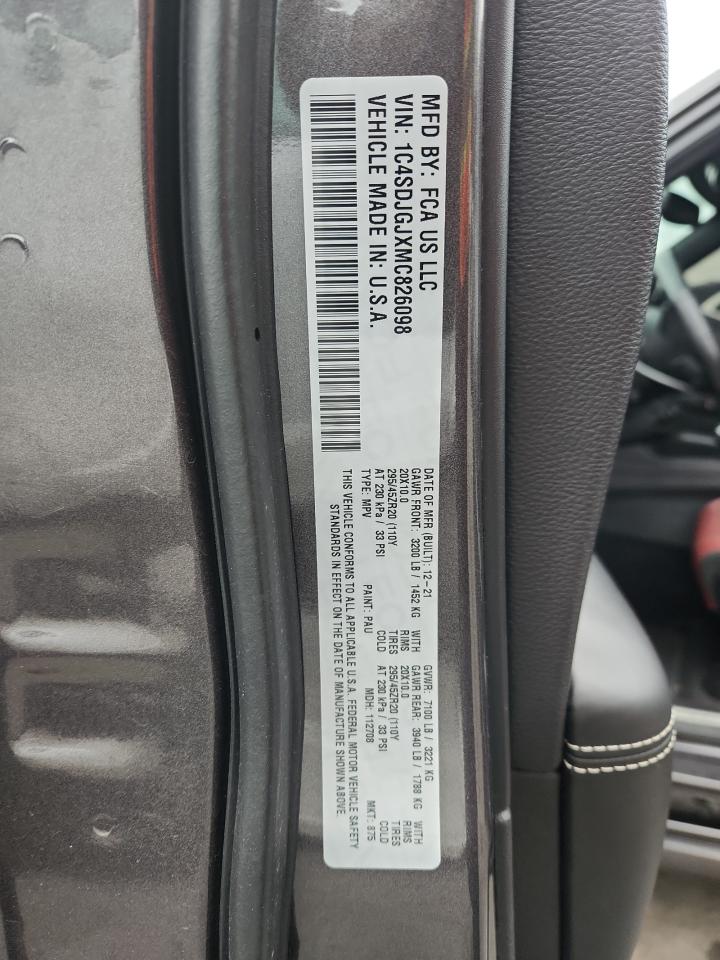 2021 Dodge Durango Srt 392 VIN: 1C4SDJGJXMC826098 Lot: 90892775